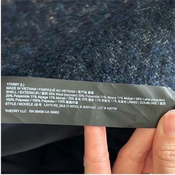 Theory Layti Blue Multi Wool Long Coat - Picture 7 of 8